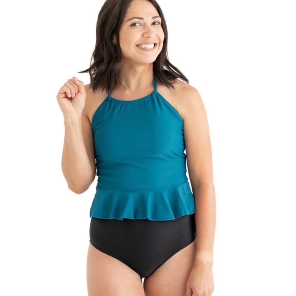 Janet Bay Tankini Top in green teal color sz S